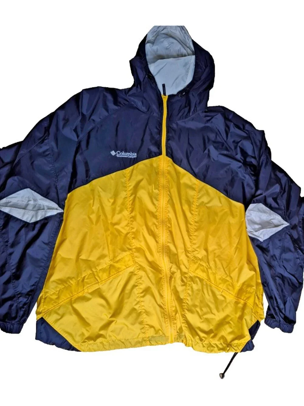 Columbia Sportswear Men's XL Windbreaker Jacket Navy Blue Yellow Colorblock